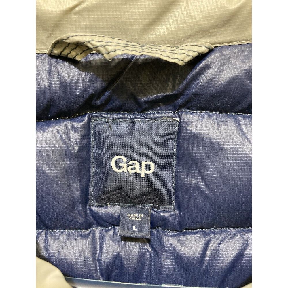 Gap‎ Womens Down Puffer Vest Size L Gray Zip Snap Packable Outdoors Winter Layer - Picture 2 of 15